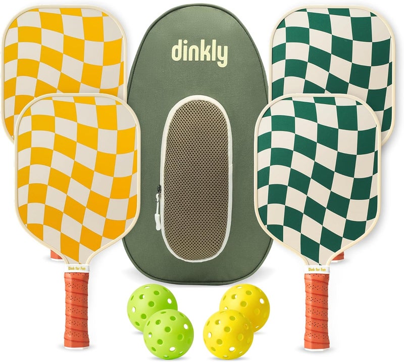 Dinkly Pickleball Paddles Set of 2/4- USAPA Approved Graphite/Fiberglass Pickleball Racket, 2 Pickleball Rackets, 4 Balls and 1 Portable Carry Bag, Aesthetic Pickle Ball Set for Men Women Beginners - Image 1